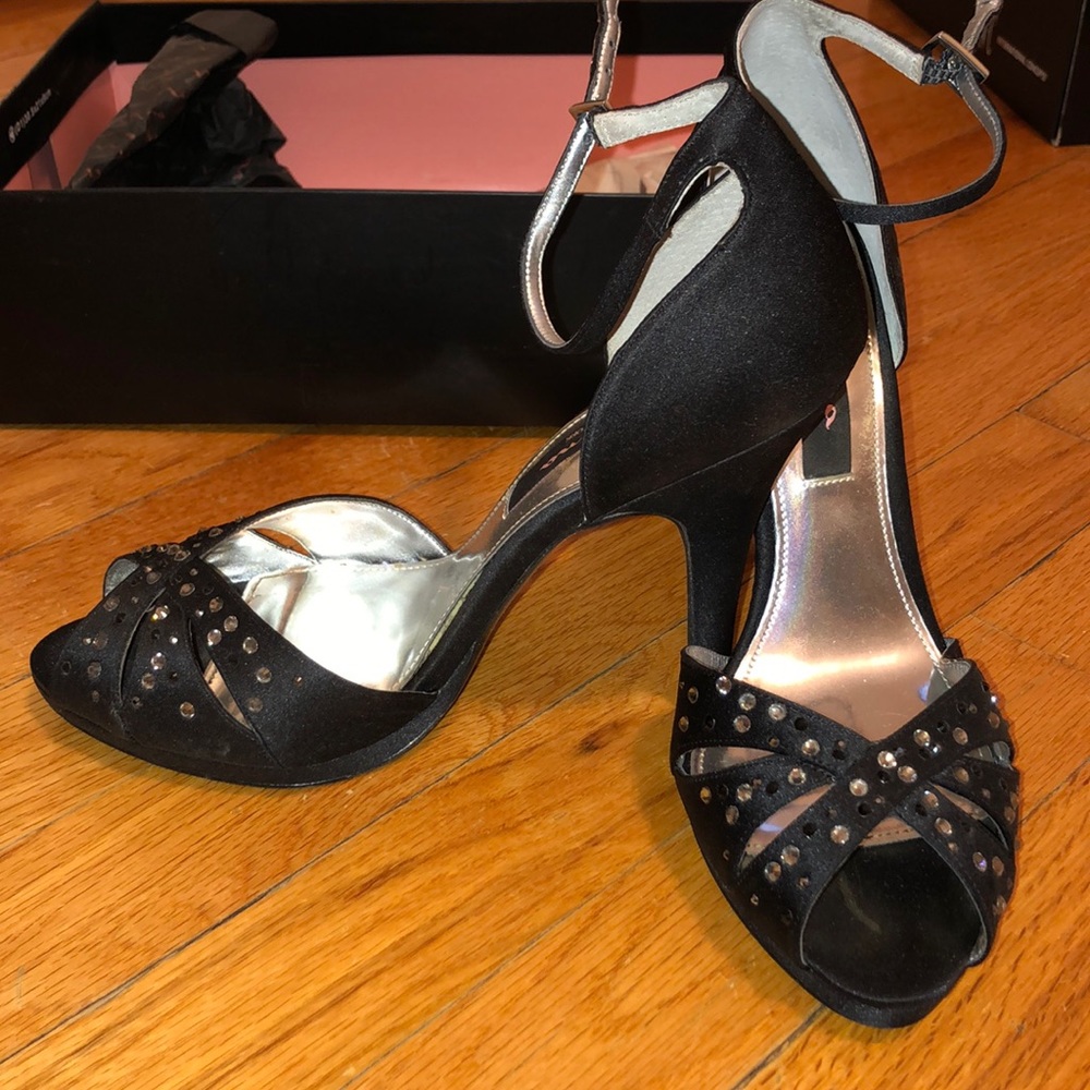 Nina Black Embellished Heels